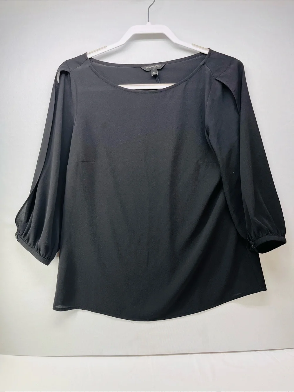 Banana Republic Black Boat Neck 3/4 Sleeve Blouse